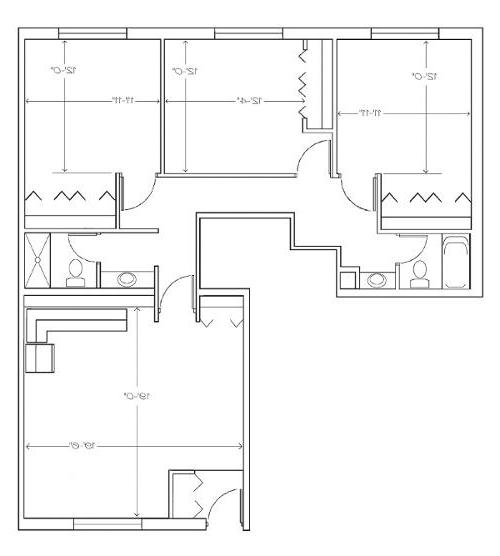 Deichert大厅一个房间的建筑平面图.