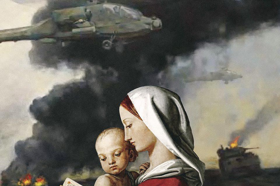母亲和孩子在战区